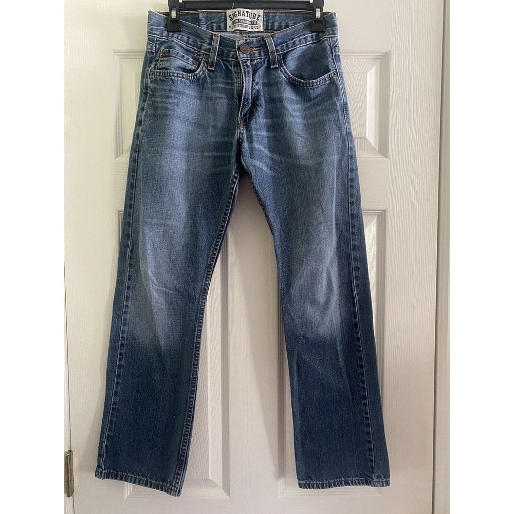 Signature by Levi Strauss Slim Straight Fit Men's 28X30 Pockets Blue 100% Cotton